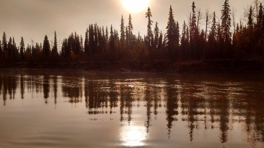 Peaceful water at the cabin, just before boarding the boat for the final moose hunt of the season