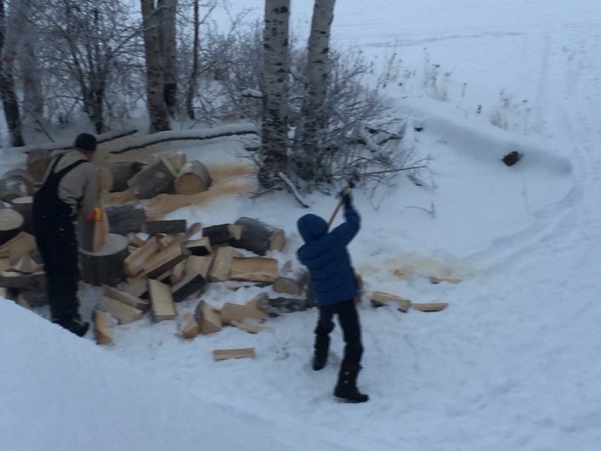 Jared joined Dad, trying his hand at splitting for the first time - and doing well!
